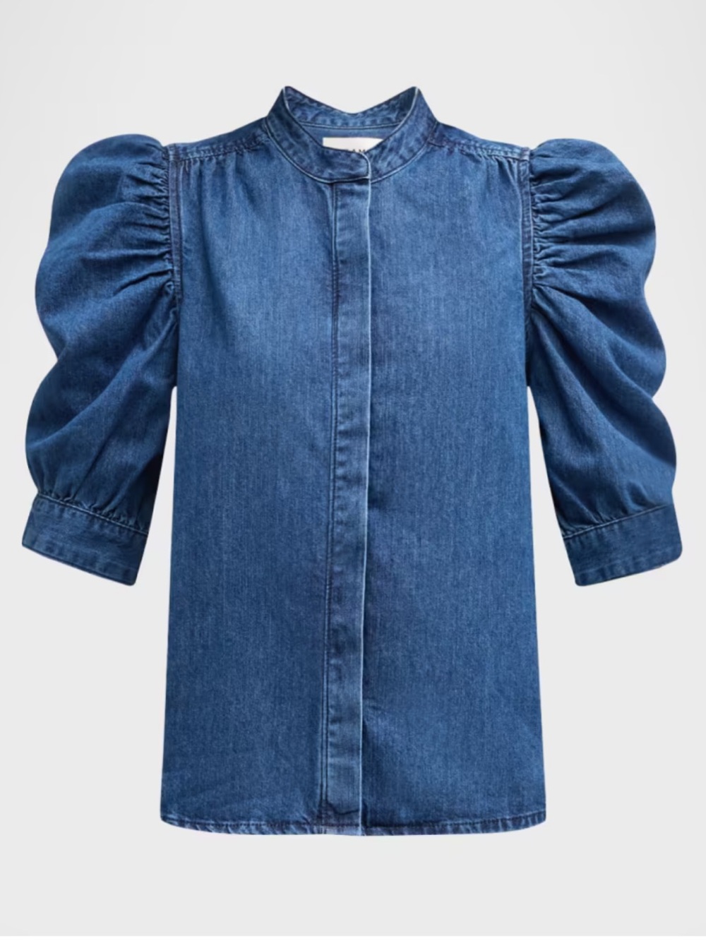 Frame Denim Gillian Puff Sleeve Denim Blouse